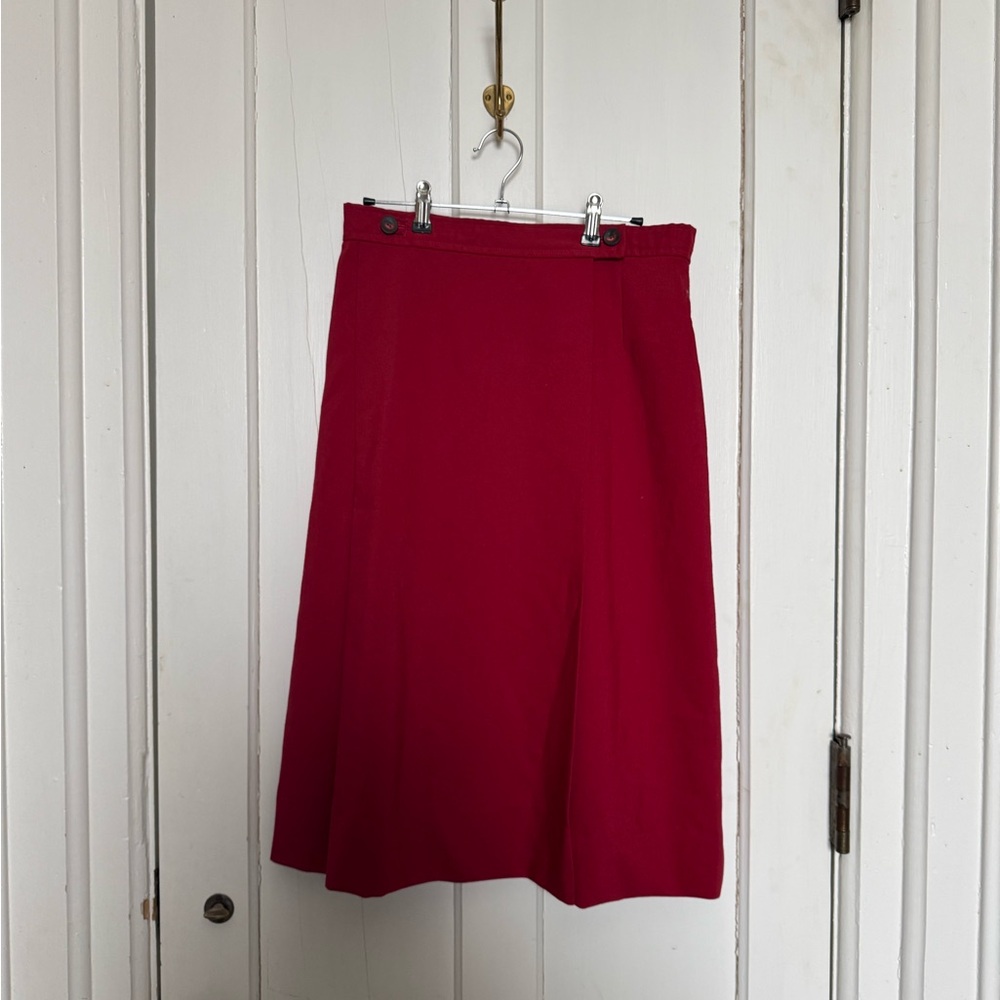 Vintage Knee Length Red Wrap Skirt